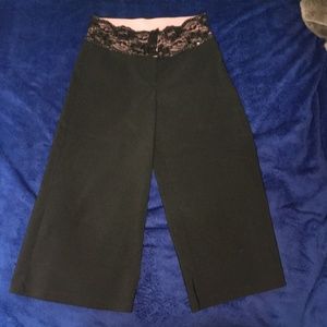 Rg black dress pants with pink and black lace waist band